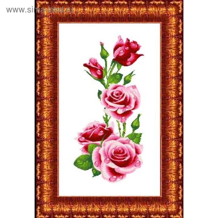 Канва с нанесённым рисунком для вышивки крестиком «Розы», размер 33x64 см - Фото 1