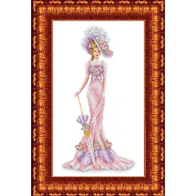 Ткань схема для бисера и креста «Дама в розовом»
