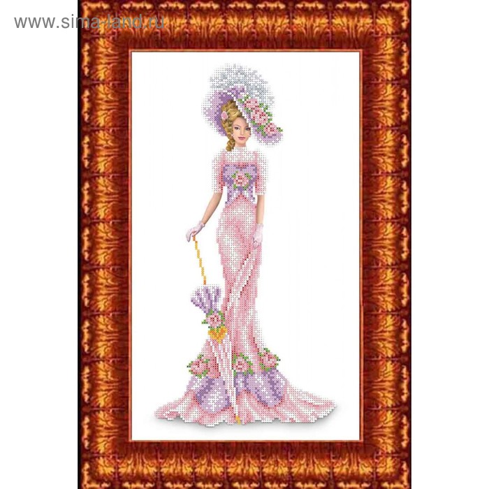 Ткань схема для бисера и креста «Дама в розовом» - Фото 1