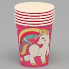 Стакан бумажный «Единорог и звёзды», набор 6 шт., 220 мл, розовый - Фото 2