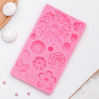 Молд «Цветы», силикон, 25×10 см, цвет розовый - фото 4256055