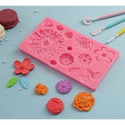 Молд для заливки «Цветы», силикон, 12 ячеек, 25×10 см, розовый - Фото 2