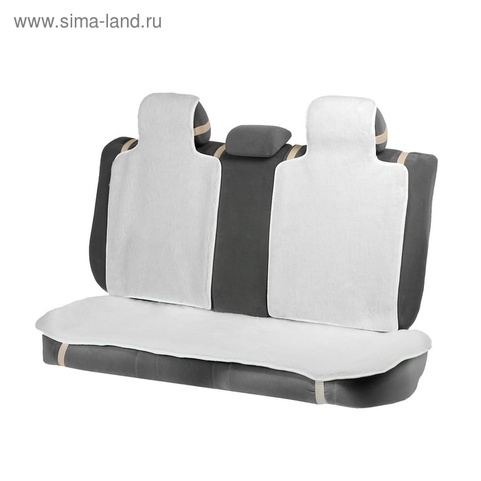 Накидки на заднее сиденье, нат. шерсть, 135×55 и 75×55 см, белый, набор 3 шт. - Фото 1