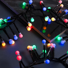 Гирлянда "Нить" уличная, УМС, мишура шарики 4 м LED-400-31V 8 режимов, нить тёмная, свечение мульти - Фото 1