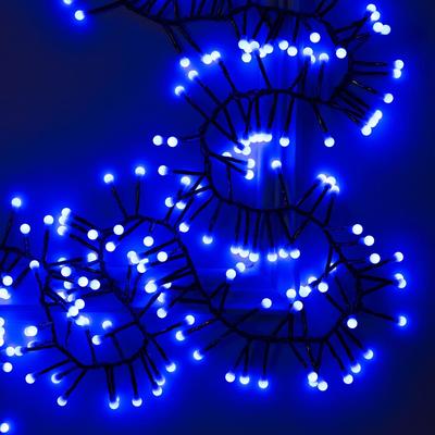 Гирлянда "Нить" уличная, УМС, мишура шарики 4 м LED-400-31V 8 режимов, нить тёмная, свечение синее