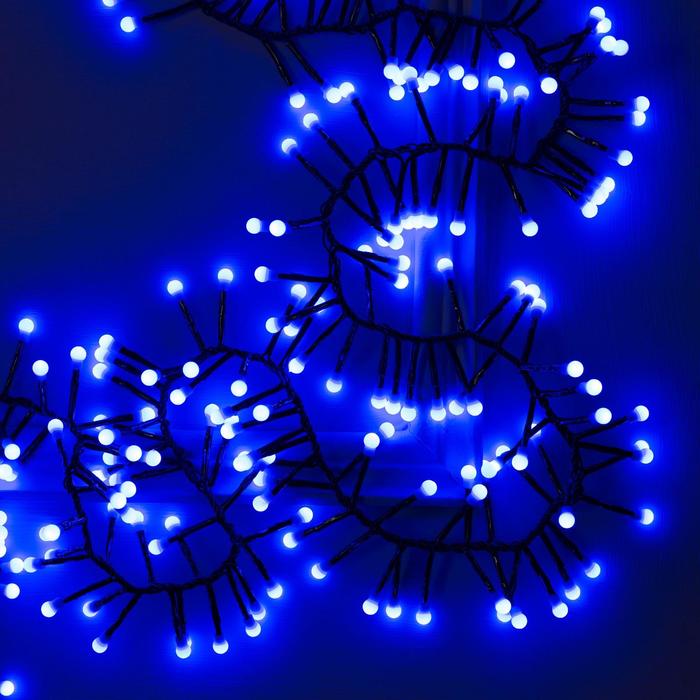 Гирлянда "Нить" уличная, УМС, мишура шарики 4 м LED-400-31V 8 режимов, нить тёмная, свечение синее - Фото 1