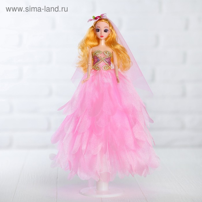 Кукла на подставке «Принцесса», розовое платье, на голове цветок - Фото 1