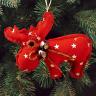 Новогодняя ёлочная игрушка, Набор для создания подвески из ткани «Олень с бубенчиками»,цвет красный - Фото 1