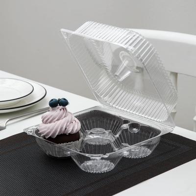 Контейнер одноразовый с неразъёмной крышкой ИП-2, для кондитерских изделий, пластик, 4 секции, 18.6×8.1 см, прозрачный