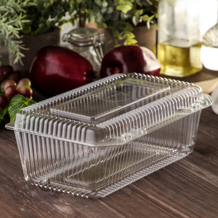 Контейнер одноразовый с неразъёмной крышкой ПР-К-29, пластик, 500 мл, 24.8×15.2×9.2 см, прозрачный - Фото 1