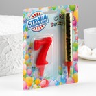 Свеча для торта цифра «Овал» красная 7 + фонтан 3825158 - фото 17007975
