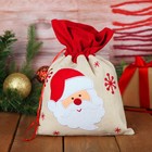 Мешок для подарков «Дед Мороз и снежинки», на завязках, 29 × 22 см - фото 318125044