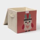 Короб стеллажный для хранения с крышкой «Совушка-индеец», 29×29×28.5 см - Фото 3