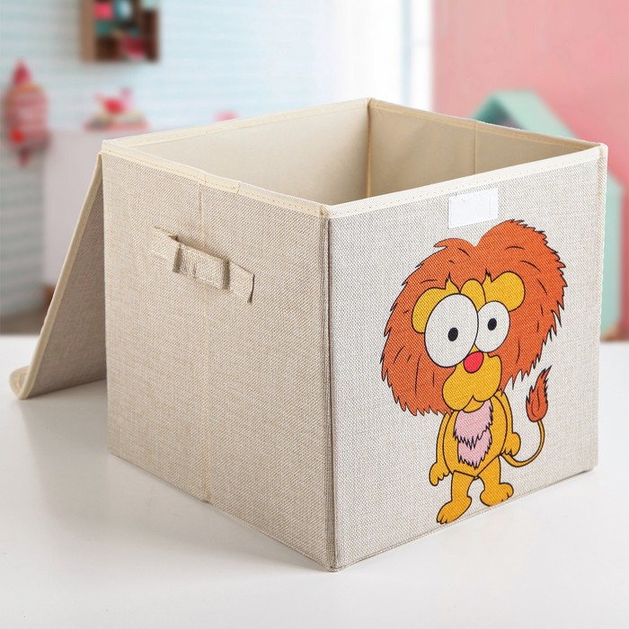 Короб стеллажный для хранения с крышкой «Львёнок», 30×30×28,5 см - фото 1884879805