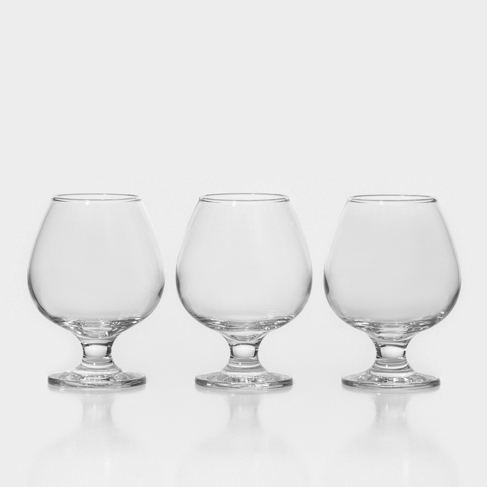 Набор стеклянных бокалов для коньяка Bistro, 395 мл, 3 шт - Фото 1