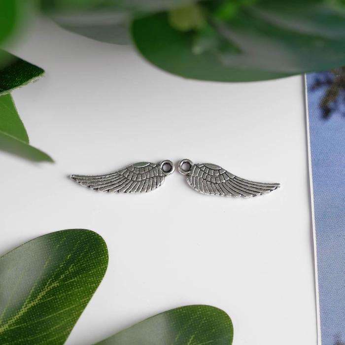 Декор металл для творчества "Крыло ангела" серебро (А1263) 1,7х0,5 см - Фото 1