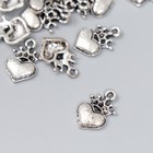 Декор металл для творчества "Сердце с короной" серебро (В72286) 1,6х1 см - фото 320402232