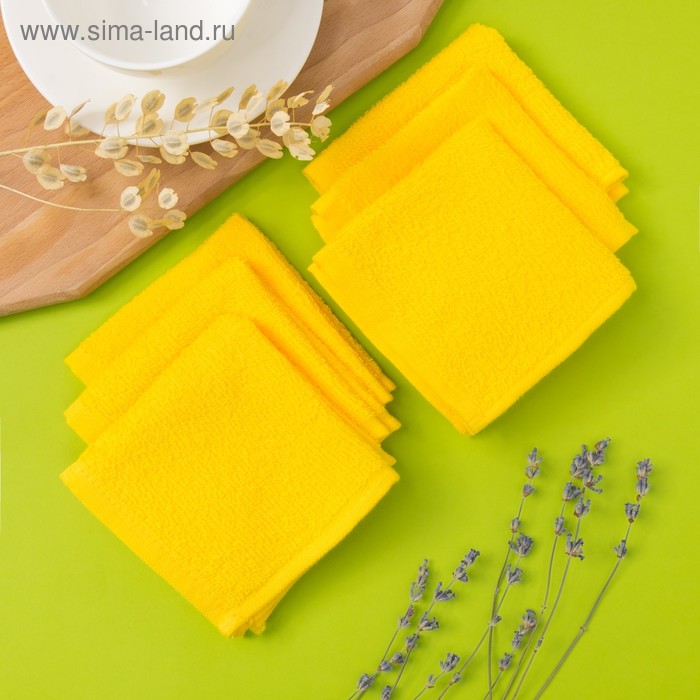 Набор полотенец махровых Spany "Осибори" 6 шт, 22х22 см, цвет жёлтый - Фото 1