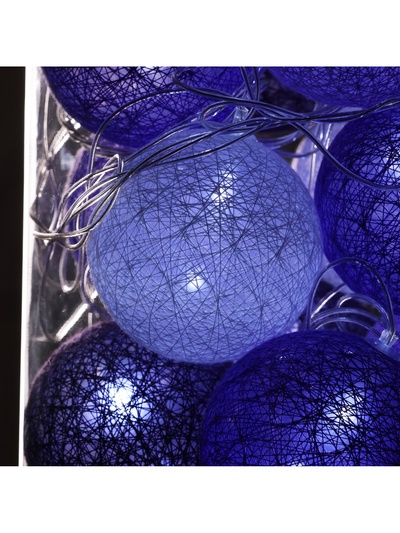 Гирлянда «Нить» 5 м с насадками «Клубки сиреневые», IP20, прозрачная нить, 20 LED, свечение белое, 220 В