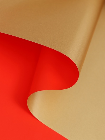 Пленка матовая для цветов и букетов, двусторонняя, красный, золотой, 0.57×5 м ±5% см