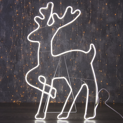 Фигура из неона "Олень танцующий", 90х50 см, 5 метра, 600 LED, 220V, БЕЛЫЙ