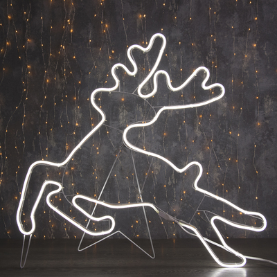 Неоновая фигура «Олень летящий», 70×70 см, 480 LED, 220 В, свечение белое