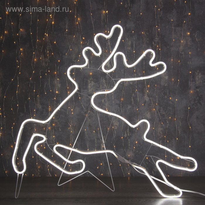Неоновая фигура «Олень летящий», 70 × 70 см, 480 LED, 220 В, свечение белое - Фото 1
