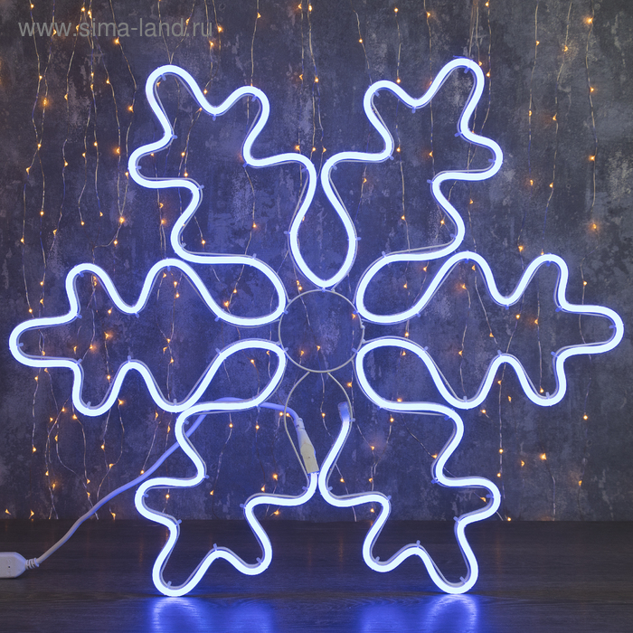 Неоновая фигура «Снежинка», 67 см, 600 LED, 220 В, свечение синее - Фото 1