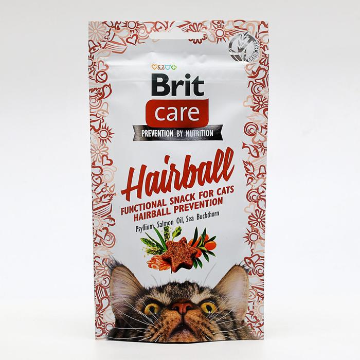 Лакомство Brit Care Hairball для кошек, для вывода комков шерсти, 50 г - Фото 1