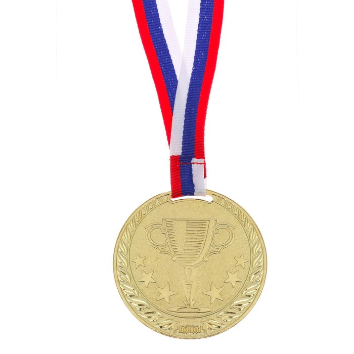 Медаль призовая 078 диам 6 см. 1 место. Цвет зол. С лентой - фото 1927416246