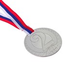 Медаль призовая 078 диам 6 см. 2 место. Цвет сер. С лентой - фото 8591751