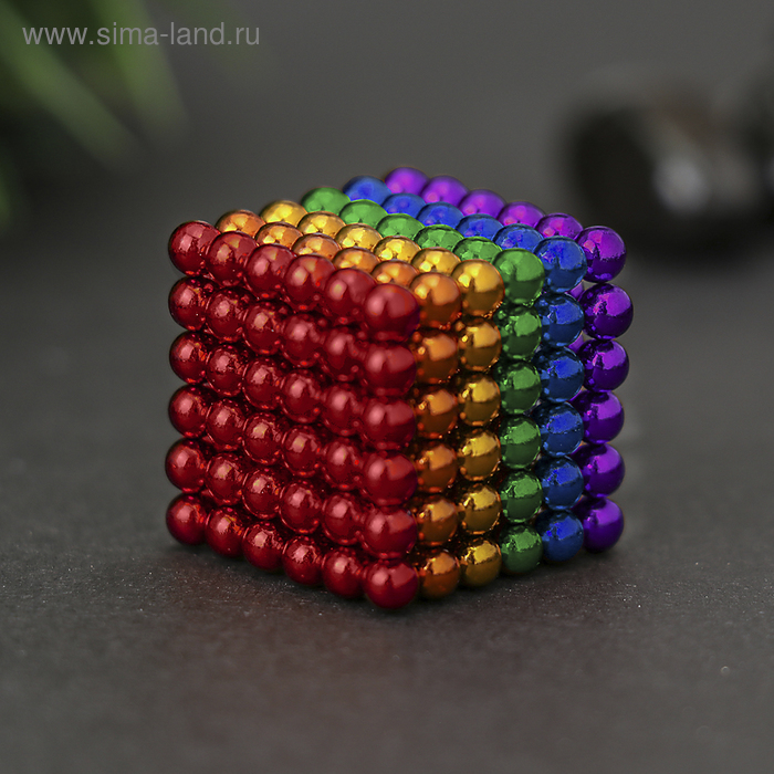 Антистресс магнит "Неокуб" 216 шариков d=0,5 см (6 цветов) 3х3 см - Фото 1