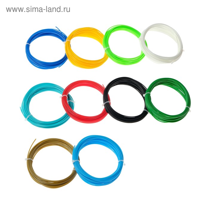 Пластик SL ABS-10, для 3Д ручки, 10 цветов по 10 метров - Фото 1