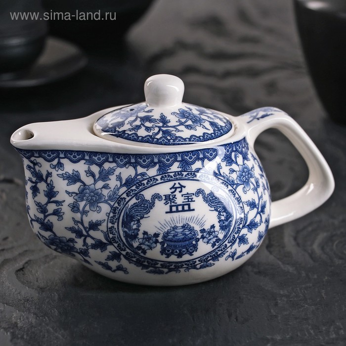 Чайник керамический заварочный «Восточная мудрость», 200 мл, 14×9,5×8 см, цвет синий - Фото 1