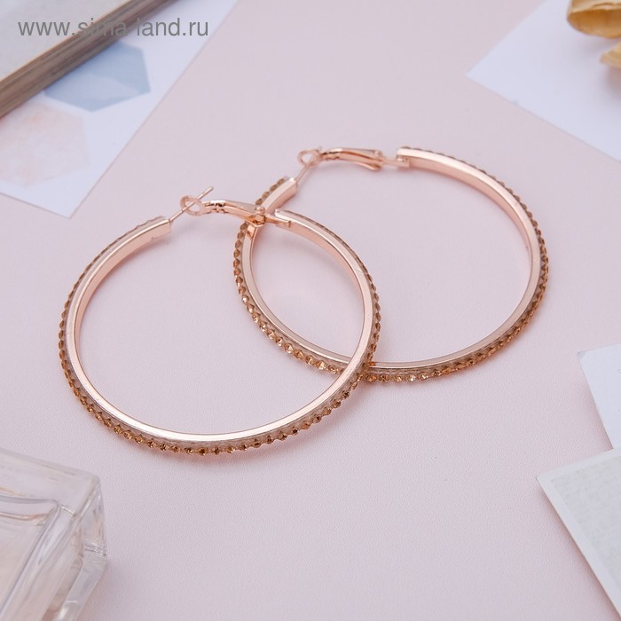 Серьги-кольца «Джипси» три ряда, d=4,3 см, цвет золото - Фото 1