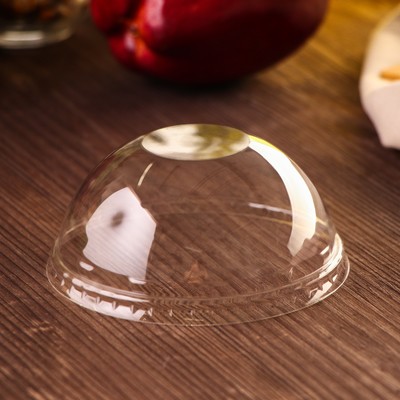 Крышка купольная пластиковая одноразовая ПЭТ, без отверстия d=9.5 см, прозрачная