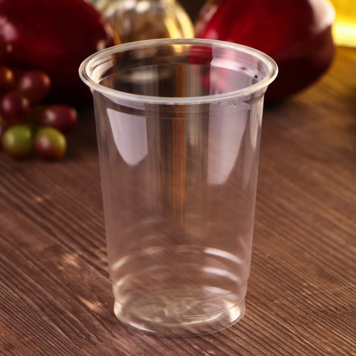Стакан одноразовый ПЭТ, 400 мл, d=9.5 см, прозрачный - Фото 1