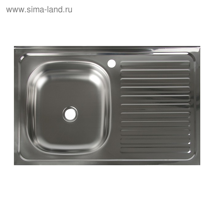 Мойка кухонная "Владикс", накладная, без сифона, 80х50 см, левая, нержавеющая сталь 0.4 мм - Фото 1