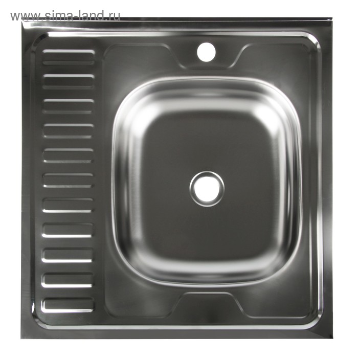 Мойка кухонная Владикс, накладная, без сифона, 60х60 см, правая, нержавеющая сталь 0.4 мм