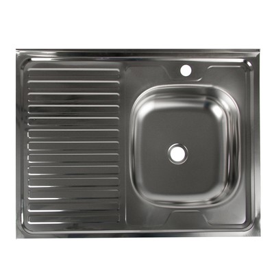 Мойка кухонная «Владикс», накладная, без сифона, 80×60 см, правая, нержавеющая сталь 0.4 мм
