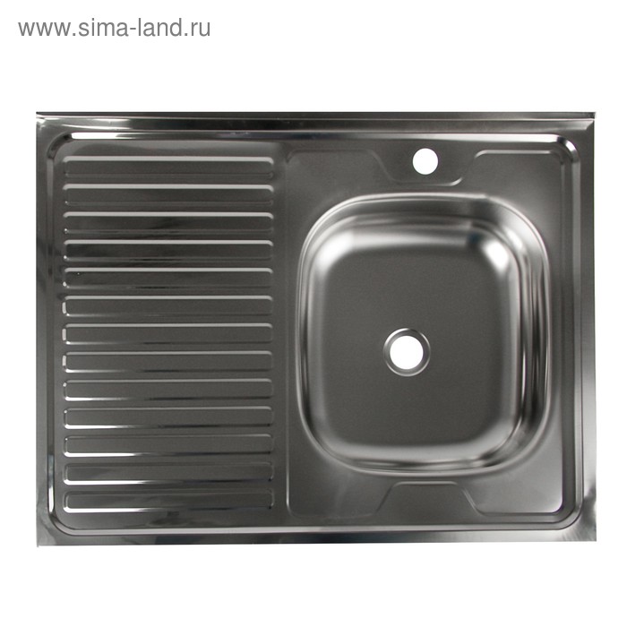Мойка кухонная Владикс, накладная, без сифона, 80х60 см, правая, нержавеющая сталь 0.4 мм