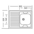 Мойка кухонная «Владикс», накладная, без сифона, 80×60 см, правая, нержавеющая сталь 0.4 мм - Фото 4