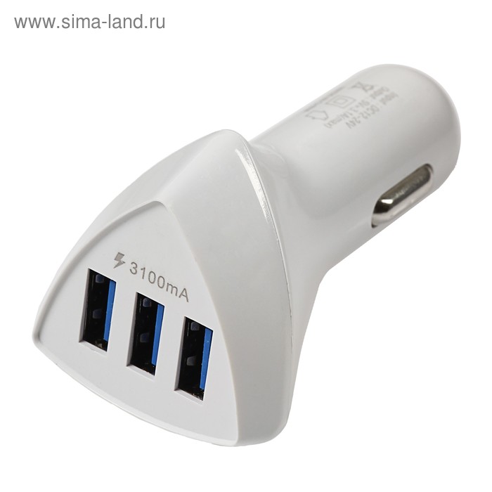 Автомобильное зарядное устройство LuazON 600981, 3 USB, 3.1 А, МИКС - Фото 1