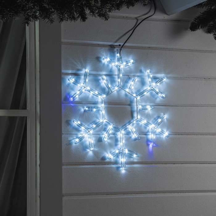Светодиодная фигура «Снежинка», 55 см, дюралайт, 120 LED, 220 В, мерцание, свечение белый/синий - фото 1906955070