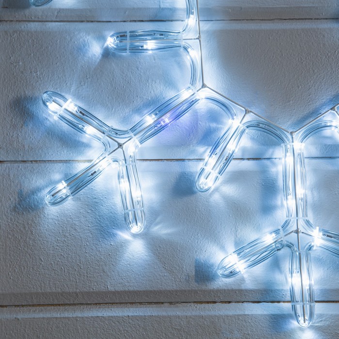 Светодиодная фигура «Снежинка», 55 см, дюралайт, 120 LED, 220 В, мерцание, свечение белый/синий - фото 1906955072