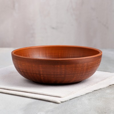 Салатник "Борщ", гладкий, красная глина, 0.7 л