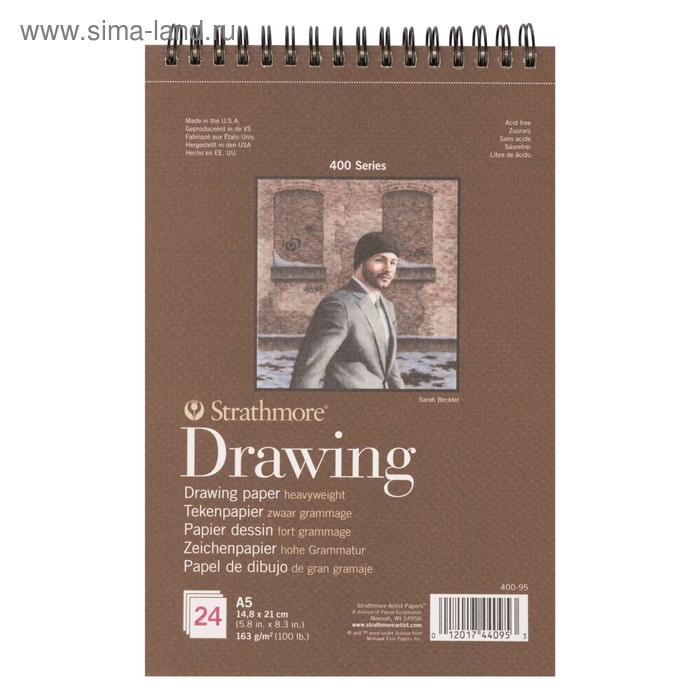 Альбом для рисунков А5 163г/м Strathmore Drawing 400 Series 24л спираль микроперфорация - Фото 1