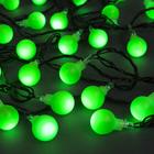 Гирлянда "Нить" 5 м с насадками "Шарики зелёные", IP20, тёмная нить, 30 LED, свечение зелёное, 8 режимов, 220 В - фото 3722149