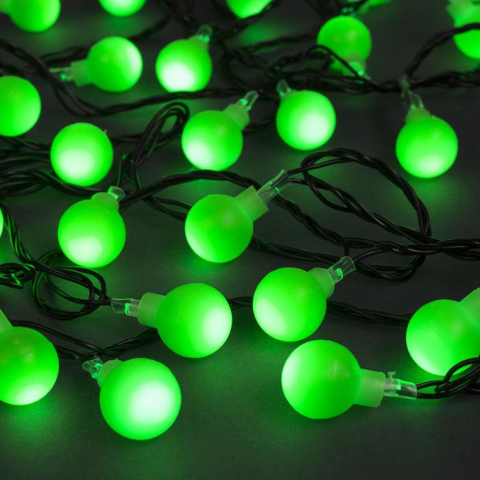 Гирлянда «Нить» 5 м с насадками «Шарики зелёные», IP20, тёмная нить, 30 LED, свечение зелёное, 8 режимов, 220 В - фото 1918810912