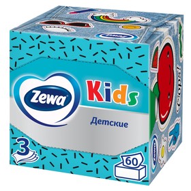 Салфетки бумажные детские Zewa Kids, 3 слоя, 60 шт. 3958888